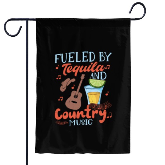Fueled By Tequila And Country Music Western Cowboy Garden Flags
