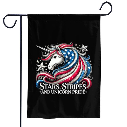 Star-Spangled Unicorn with American Pride and Garden Flags