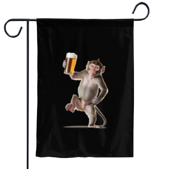 Monkey Drinking Beer Realistic Garden Flags