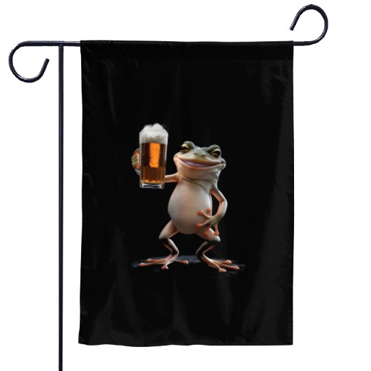 Frog Drinking Beer Realistic Garden Flags