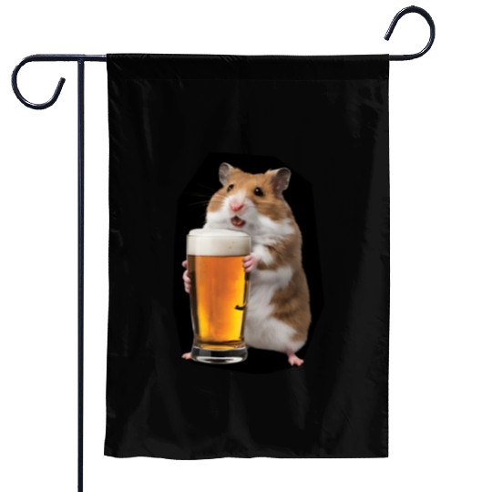 Hamster Drinking Beer Realistic Garden Flags