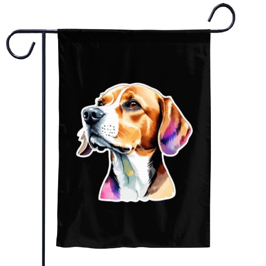 Beagle Watercolor Garden Flags