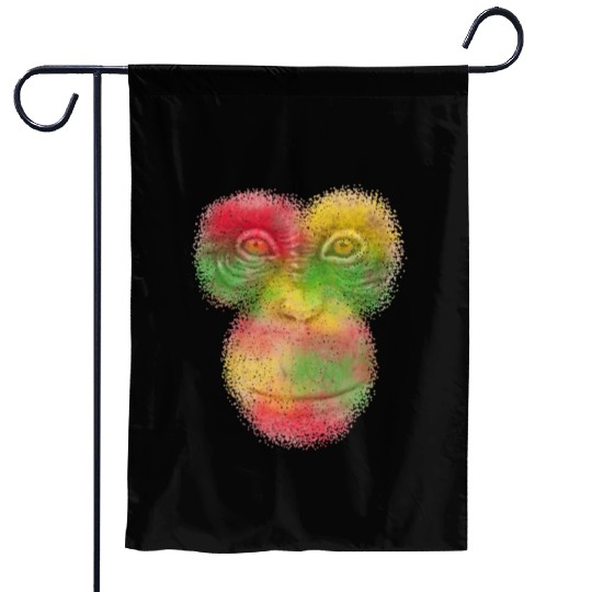 Colorful Retro Monkey Face Garden Flags - Funny Monkey