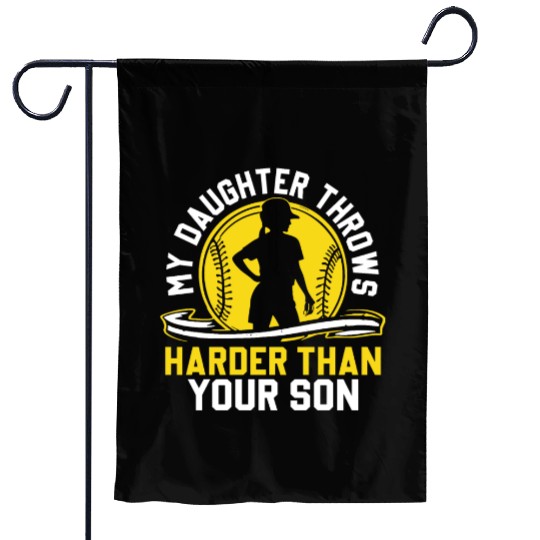 Throw Harder Softball Dad Funny Daddy Father's Day Garden Flags