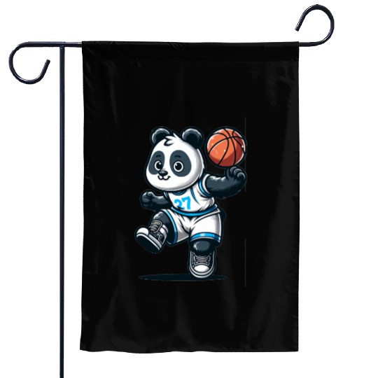 Cute Basketball Player Panda Garden Flags