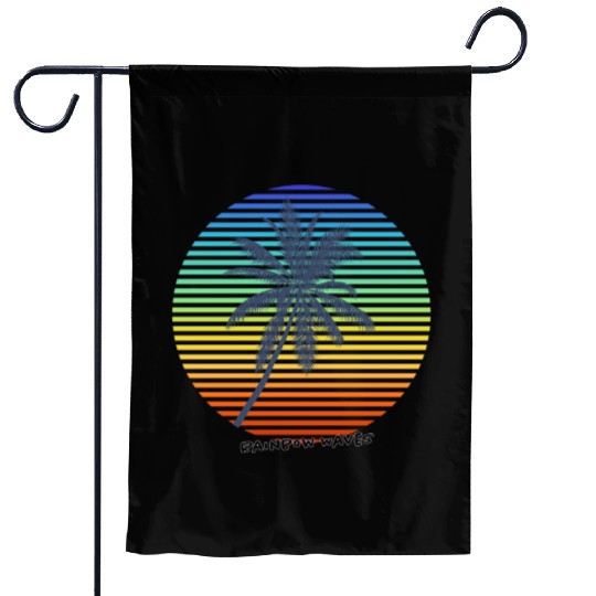 Summer Rainbow Palm Garden Flags