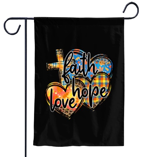 Faith Hope Love Hearts Cross Religion Garden Flags