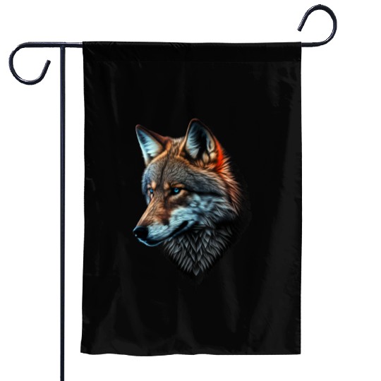 Wolf Portrait Animal Print Garden Flags