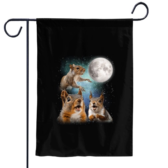 Funny Squirrel Moon Space! Nerd, Geed, Science Garden Flags