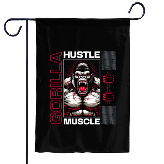 angry gorilla at the gym Garden Flags