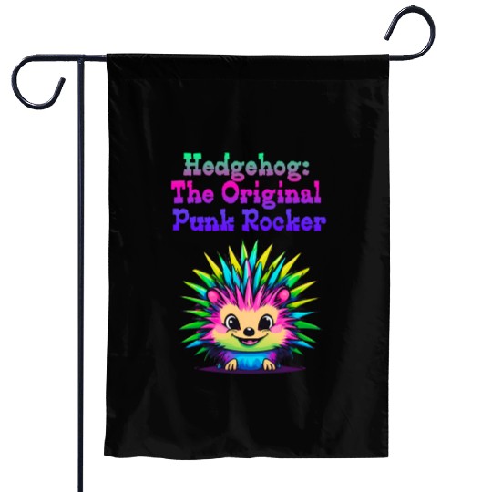 Cute Punk Rock Hedgehog: The Original Rebel Garden Flags