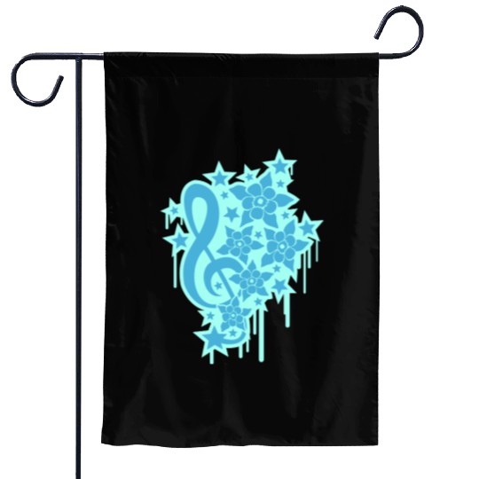 Music Clef Note Stars Graffiti Spray Flowers Sound Garden Flags