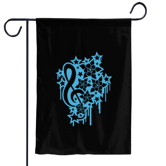 Music Clef Note Stars Graffiti Spray Flowers Sound Garden Flags