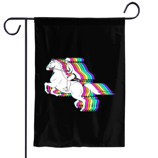 Colorful Horse Equestrian Jockey Horse Racing Garden Flags