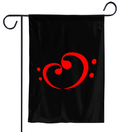 2 Music Bass Clef Heart Love Note Two Treble Sound Garden Flags