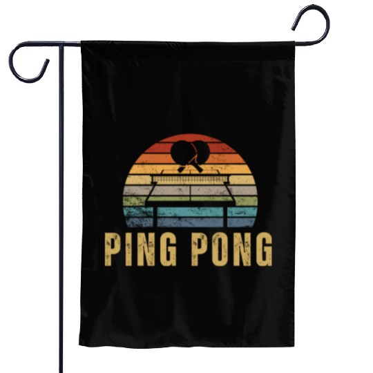 Ping Pong Player Vintage Retro 70s Design Ping Garden Flags