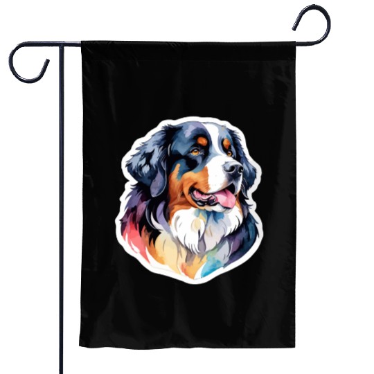 Bernese Mountain Dog Watercolor Garden Flags