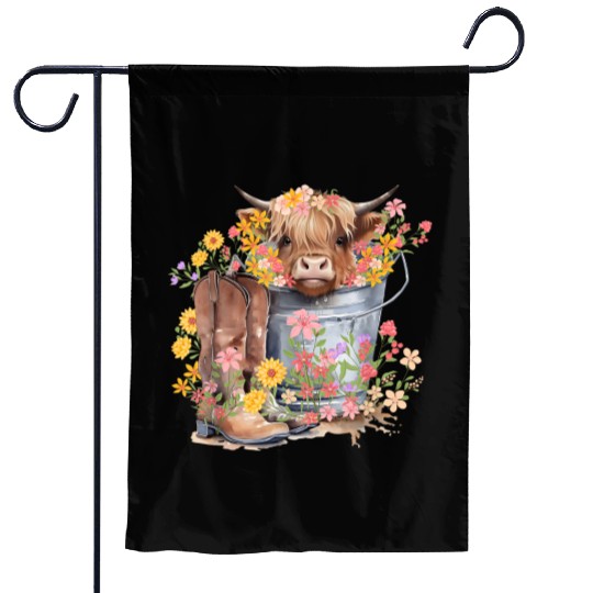Highland Cow flowers Christmas Garden Flags