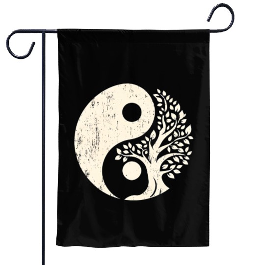 Nature's Balance: Yin Yang Tree of Life Garden Flags