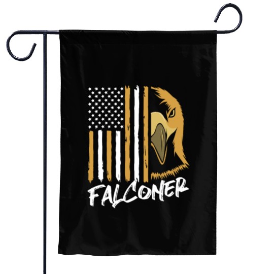4th Of July US Flag Falcon Bird Lover Falconry Garden Flags