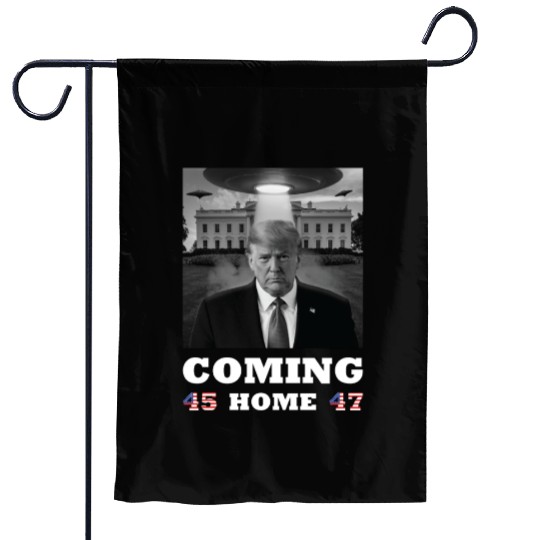 Trump Coming Home with UFOs over the White House Garden Flags