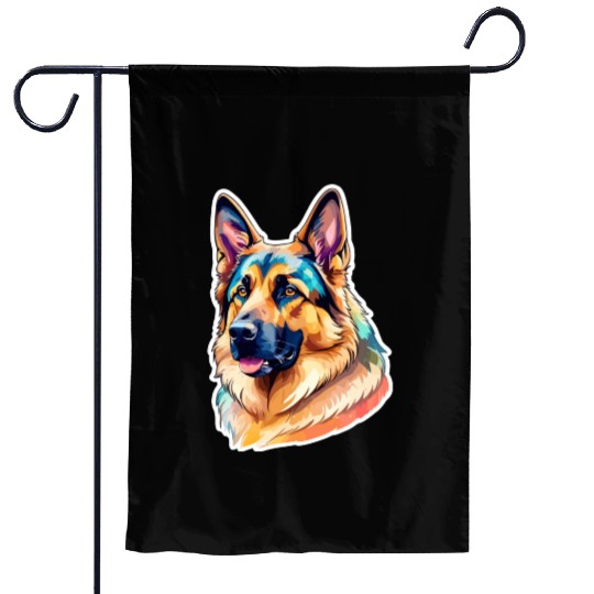 German Shepherd Watercolor Garden Flags