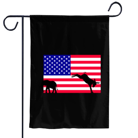 Donkey kicking out the elephant US Election 2024 Garden Flags