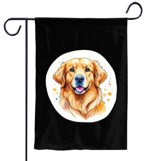 Golden Retriever Watercolor Garden Flags