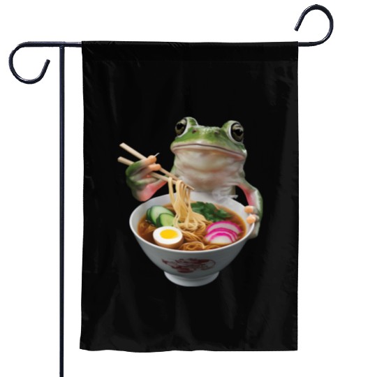 Frog Eating Ramen Realistic Garden Flags