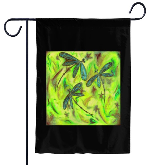 Dragonfly Flit Gorgeous Green Garden Flags