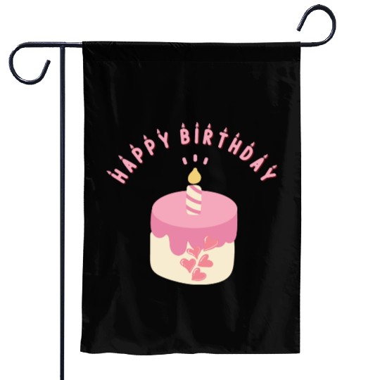 Happy Birthday Cake Design Garden Flags