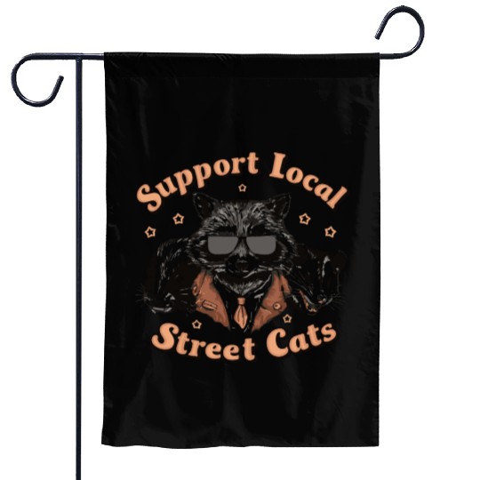 Support Local Street Cats Raccoon Design Garden Flags