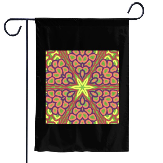 yellow orange red green purple mandala Garden Flags