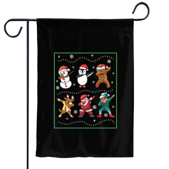 Dabbing Santa Elf Friends Christmas Boys Girls Men Garden Flags