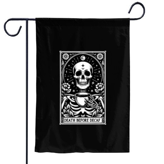Death Before Decaf Tarot Card Garden Flags