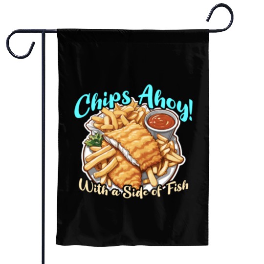 Fish And Chips Chips Ahoy With A British Cuisine Garden Flags