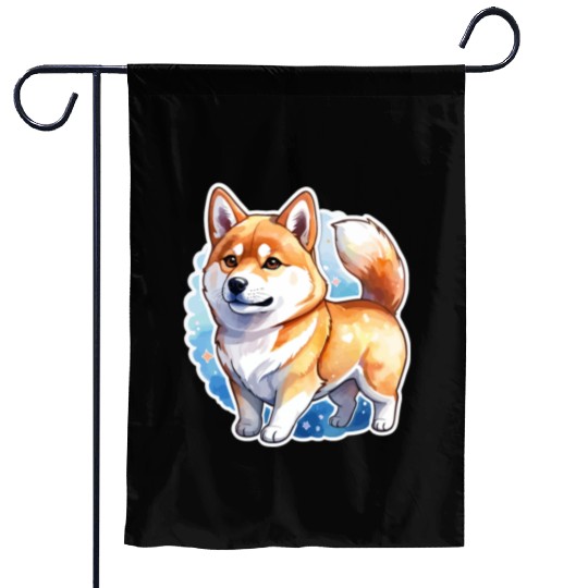 Shiba Inu Watercolor Garden Flags
