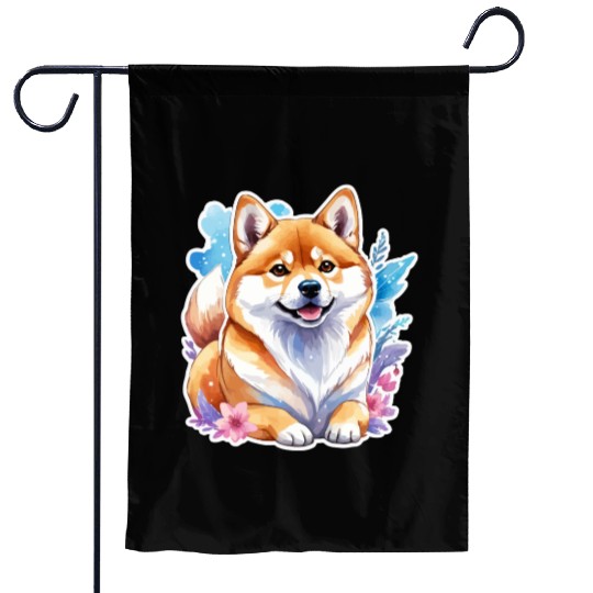 Shiba Inu Watercolor Garden Flags