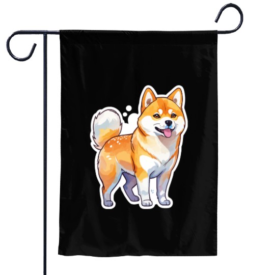 Shiba Inu Watercolor Garden Flags