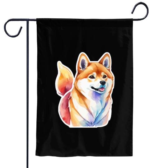 Shiba Inu Watercolor Garden Flags