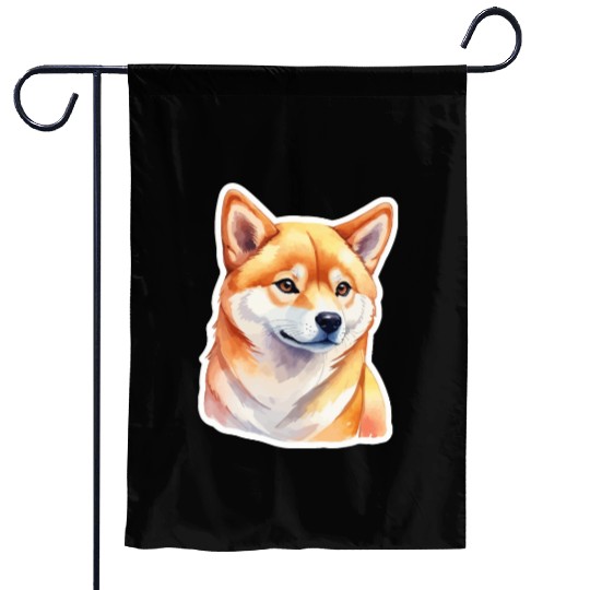 Shiba Inu Watercolor Garden Flags