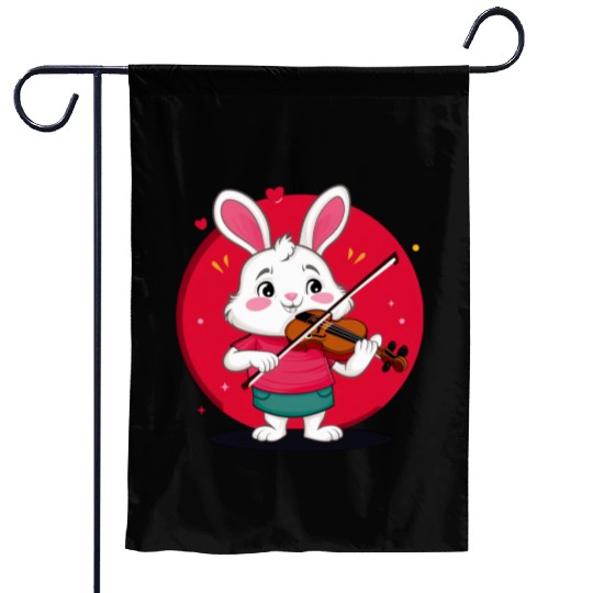 Cute Cat Garden Flags Playing the Violin