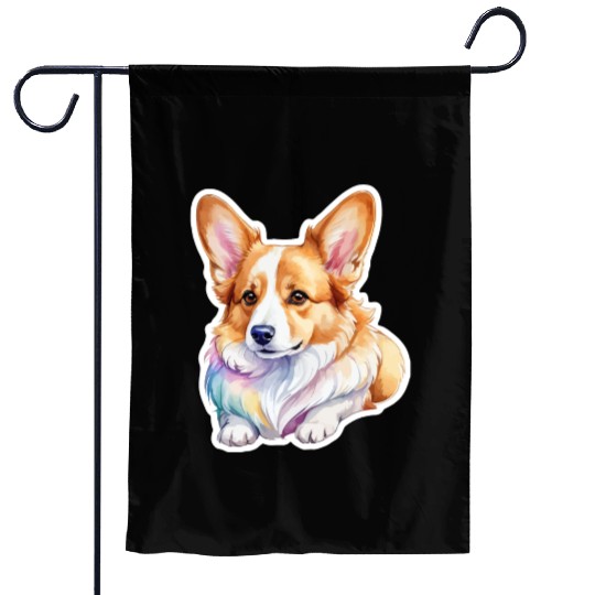 Pembroke Welsh Corgi Watercolor Garden Flags