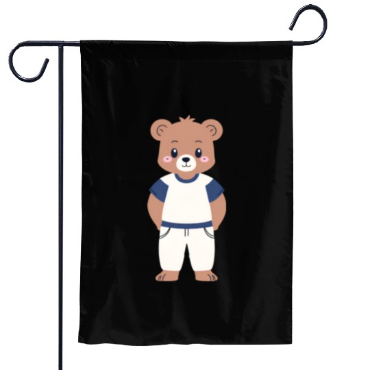 A nostalgic picture of a teddy bear in pyjamas. Garden Flags