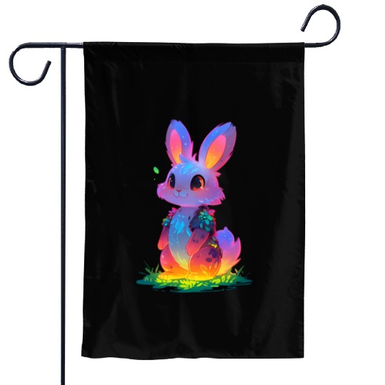 Neon Night Bunny Garden Flags