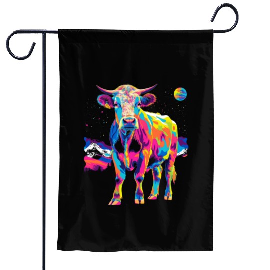 Hereford Cattle Farmer Popart Garden Flags