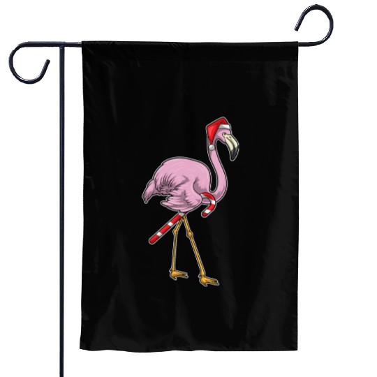 Flamingo Christmas Candy cane Garden Flags