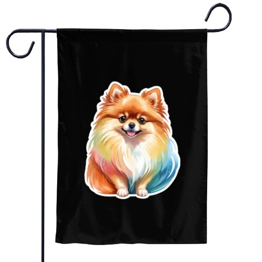 Pomeranian Watercolor Garden Flags