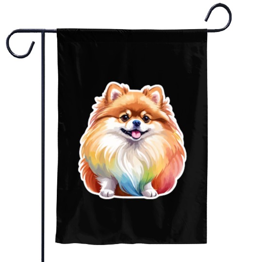 Pomeranian Watercolor Garden Flags