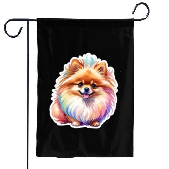Pomeranian Watercolor Garden Flags
